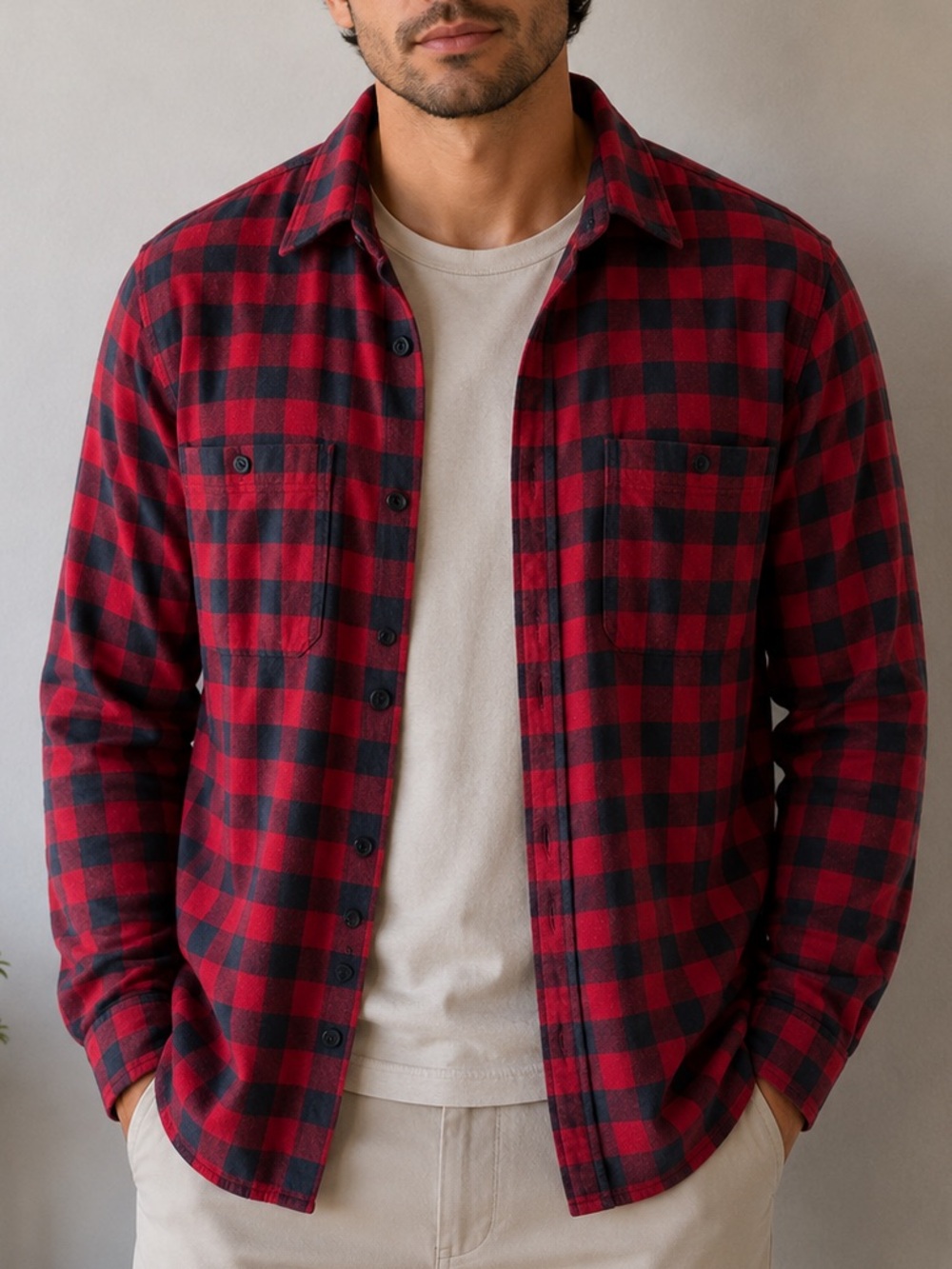 J.Crew Red & Black Buffalo Plaid Flannel Shirt – Size Large